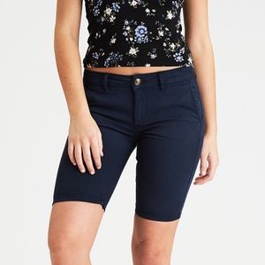 NEW AEO American Eagle Navy Stretch Bermuda Shorts
